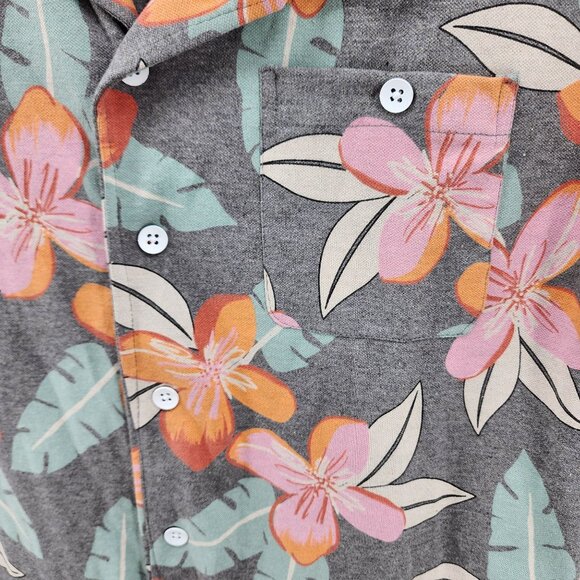 Free Planet Mens S Floral Button Up Shirt Short Sleeve Good Times Sunny Days - Picture 3 of 8